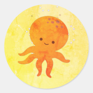 Pegatina Redonda Personalizado de pulpo para bebé