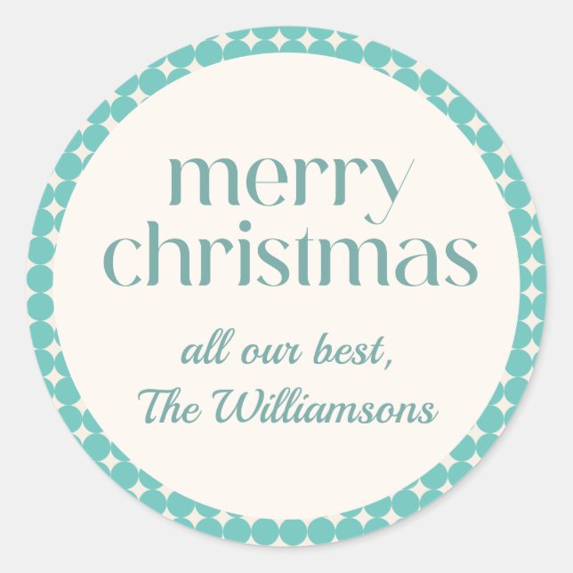 Pegatina Redonda Personalizado de puntos geométricos verdes Verde a (Anverso)