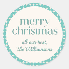 Pegatina Redonda Personalizado de puntos geométricos verdes Verde a