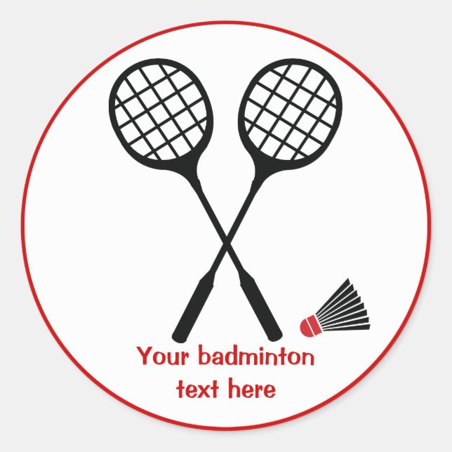 Pegatina Redonda Personalizado de racquet y autobús de Badminton (Anverso)