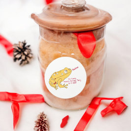 Pegatina Redonda Personalizado de rana amarilla