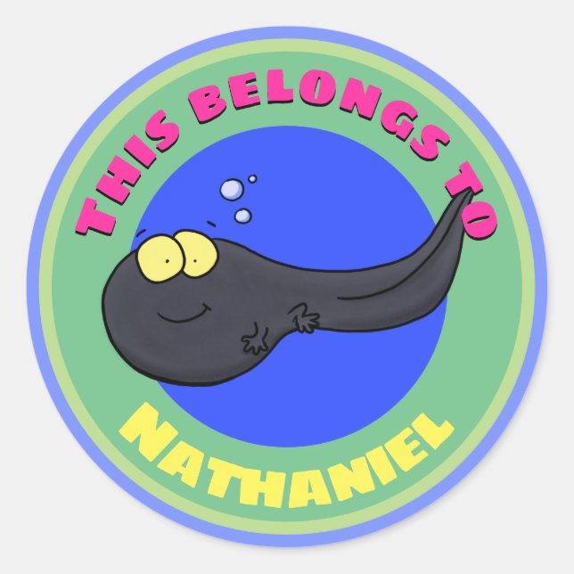 Pegatina Redonda Personalizado de renacuajo (Anverso)