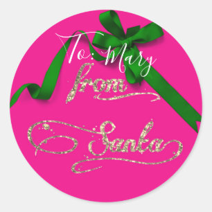 Pegatina Redonda Personalizado De rosa y verde grande