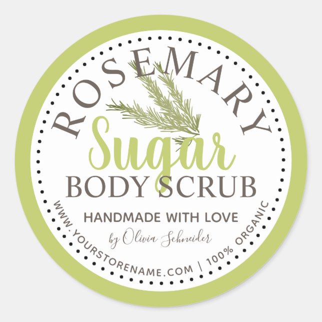 Pegatina Redonda Personalizado de Rosemary Sugar Scrub (Anverso)
