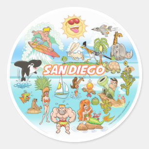 Pegatina Redonda Personalizado de San Diego