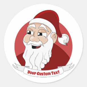 Pegatina Redonda Personalizado de Santa Claus sonriente