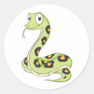 Pegatina Redonda Personalizado de serpientes de la Anaconda Verde C