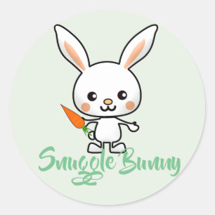 Pegatina Redonda Personalizado de Snuggle Bunny Kawaii