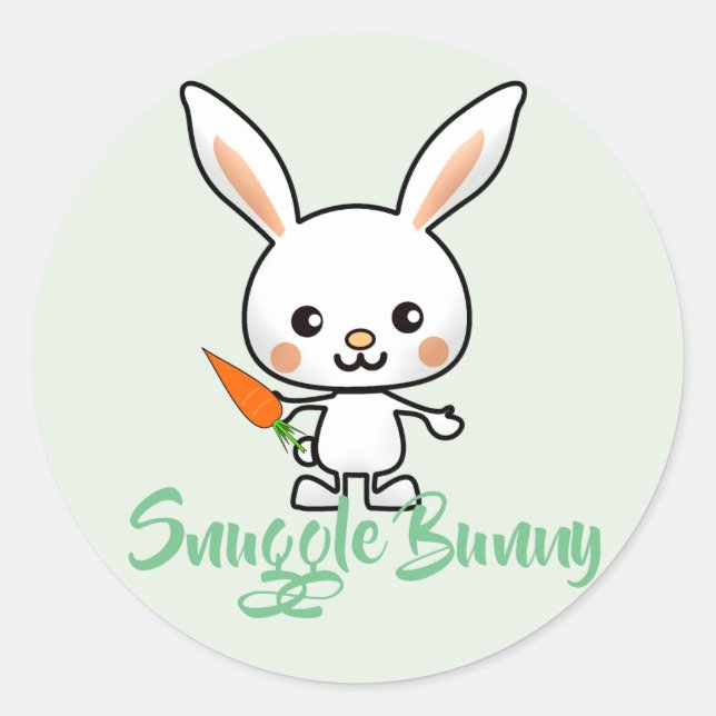 Pegatina Redonda Personalizado de Snuggle Bunny Kawaii (Anverso)