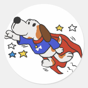 Pegatina Redonda Personalizado de superperro elegir color de fond