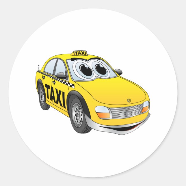 Pegatina Redonda Personalizado de taxi amarillo (Anverso)