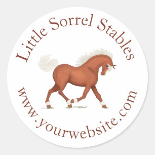 Pegatina Redonda Personalizado de texto circular sobre el caballo d