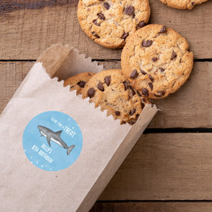 Pegatina Redonda Personalizado de tiburón de grupo de partidos de c