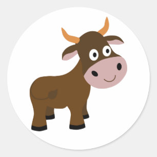Pegatina Redonda Personalizado de toros graciosos