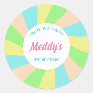 Pegatina Redonda Personalizado de un niño caprichoso y retro pastel