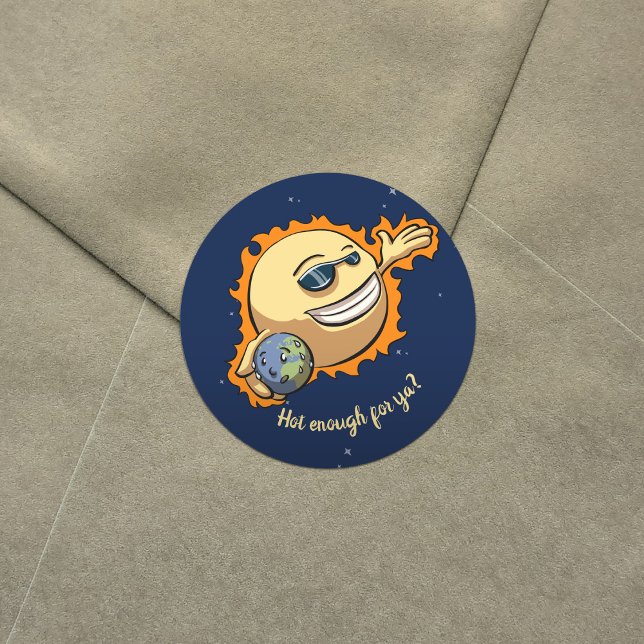 Pegatina Redonda Personalizado del cambio climático del calentamien (Subido por el creador)