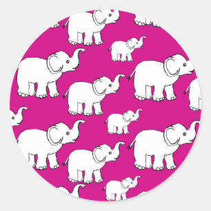 Pegatina Redonda Personalizado del Elefante del Patrón de Elefante
