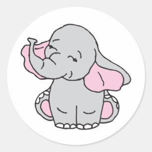 Pegatina Redonda Personalizado del Elefante del Patrón de Elefantes