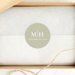 Pegatina Redonda Personalizado del favor de la boda del monograma v