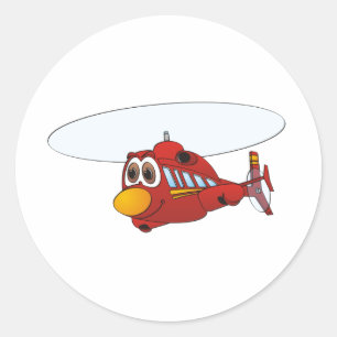 Pegatina Redonda Personalizado del helicóptero rojo