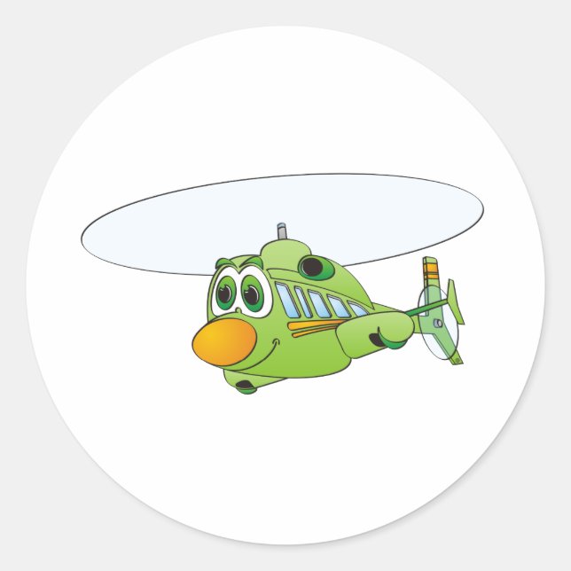 Pegatina Redonda Personalizado del helicóptero verde (Anverso)