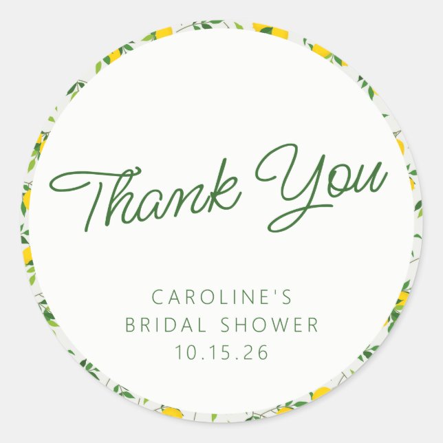 Pegatina Redonda Personalizado del patrón de fruta de limón Ducha d (Anverso)