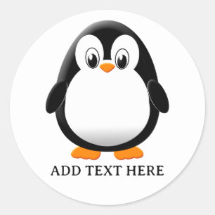 Pegatina Redonda Personalizado del Personalizado de Pingüino Cute