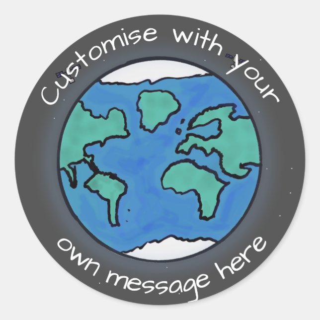 Pegatina Redonda Personalizado del Planeta Tierra (Anverso)