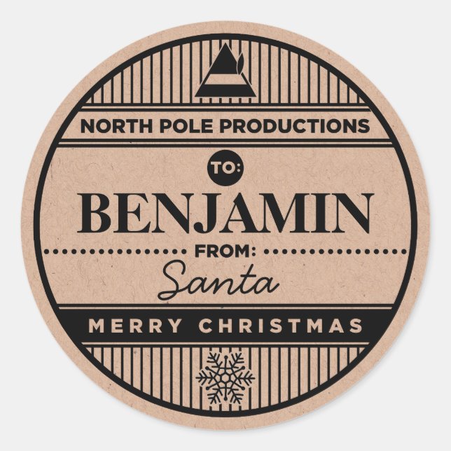 Pegatina Redonda Personalizado del Polo Norte produce pegatinas nav (Anverso)