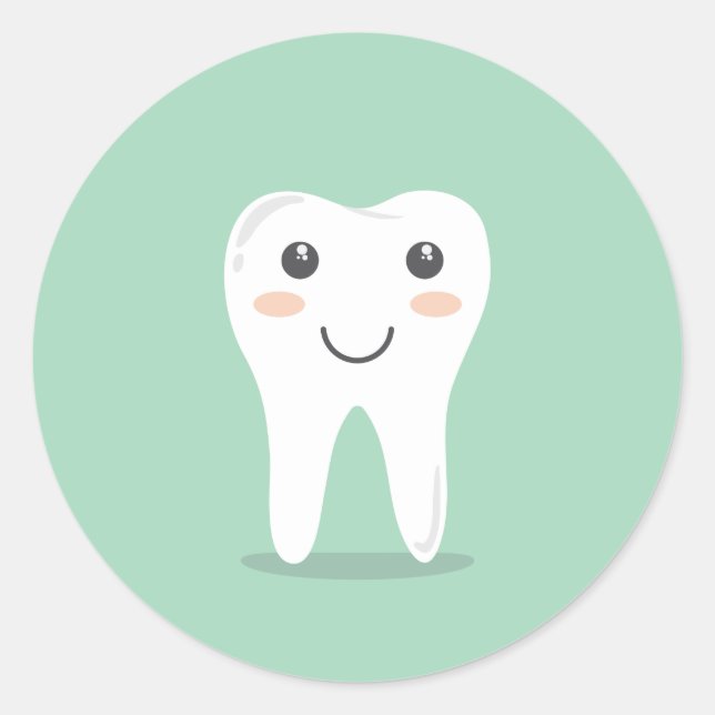 Pegatina Redonda Personalizado dental feliz cepillo de dientes para (Anverso)