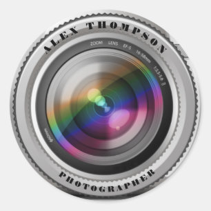 Pegatina Redonda Personalizado Digital SLR Camera Lense