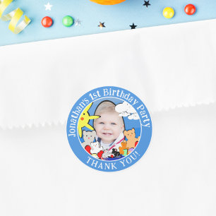 Pegatina Redonda Personalizado Diversión Con Animales Amanecer Grac