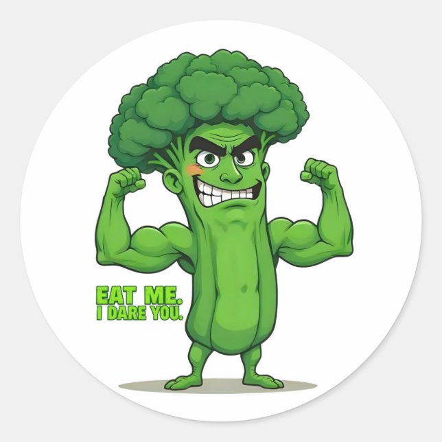 Pegatina Redonda Personalizado divertida de Broccoli, Strand Veggie (Anverso)