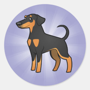 Pegatina Redonda Personalizado Doberman Pinscher (oídos de disquete