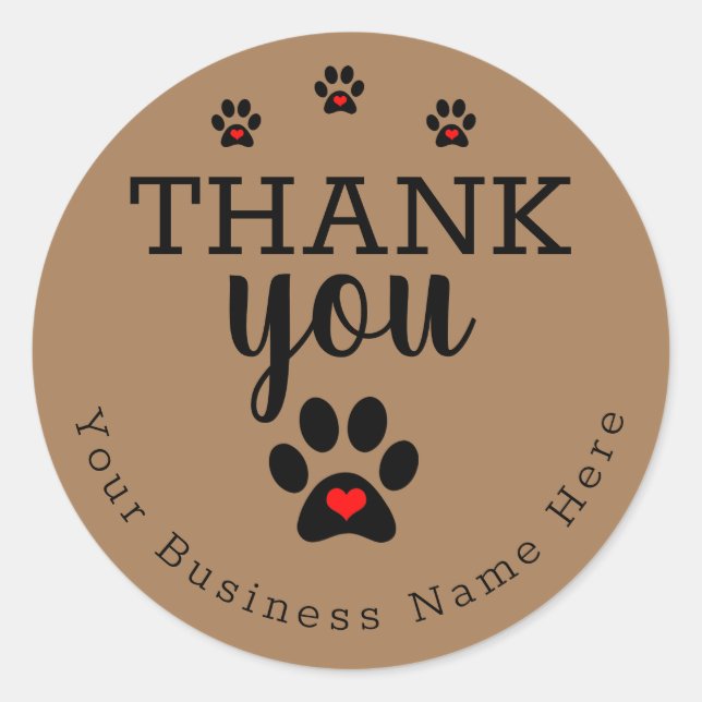 Pegatina Redonda Personalizado Dog Paw Gracias Pegatinas (Anverso)