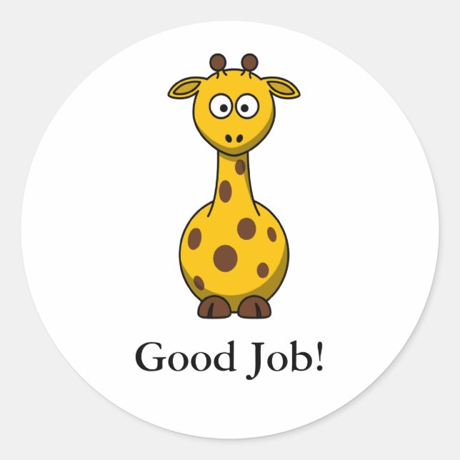 Pegatina Redonda Personalizado educada Giraffe premia a Pegatinas p (Anverso)