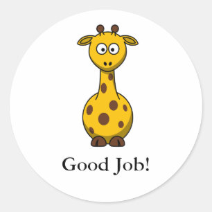 Pegatina Redonda Personalizado educada Giraffe premia a Pegatinas p