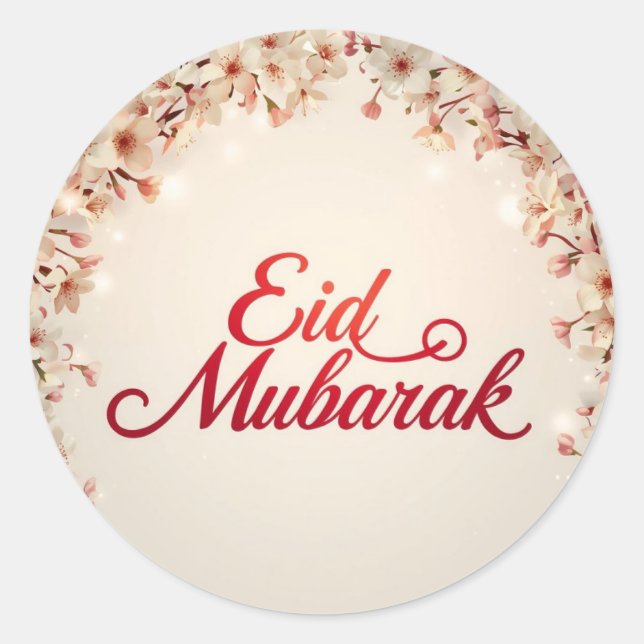 Pegatina Redonda Personalizado Eid Mubarak Musulmán Clásico  (Anverso)