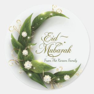 Pegatina Redonda Personalizado Eid Mubarak Musulmán Moderno Clásico