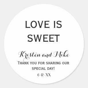 Pegatina Redonda Personalizado El amor es dulce Boda