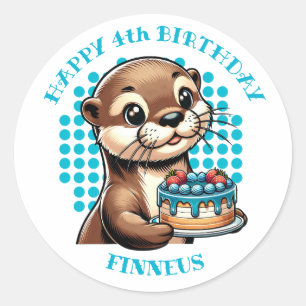 Pegatina Redonda Personalizado el primer cumpleaños de un chico con
