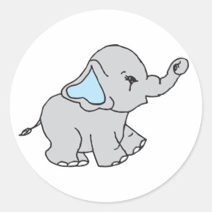 Pegatina Redonda Personalizado elefante patrón elefante dibujado a