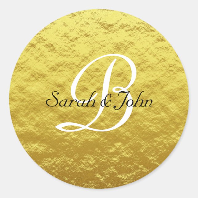 Pegatina Redonda Personalizado Elegant Gold Abstract Wedding Favor  (Anverso)