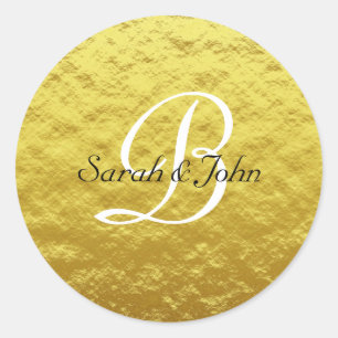 Pegatina Redonda Personalizado Elegant Gold Abstract Wedding Favor 
