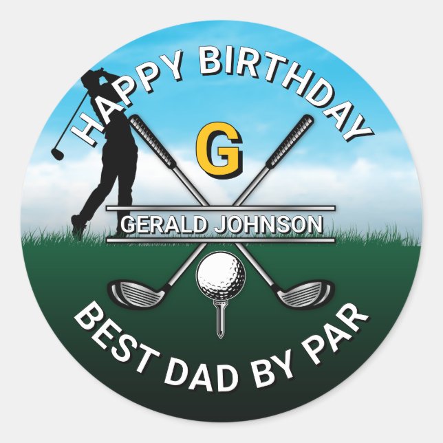 Pegatina Redonda Personalizado Elegant Golf Fiesta Design (Anverso)