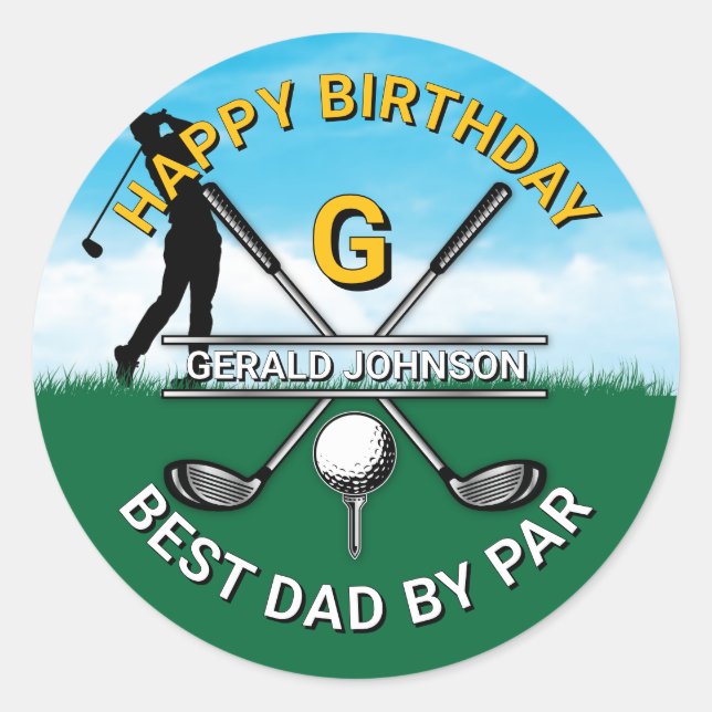 Pegatina Redonda Personalizado Elegant Golf Fiesta Design (Anverso)