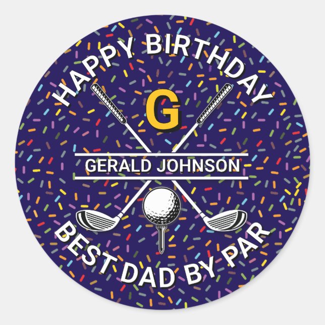 Pegatina Redonda Personalizado Elegant Golf Fiesta Design (Anverso)
