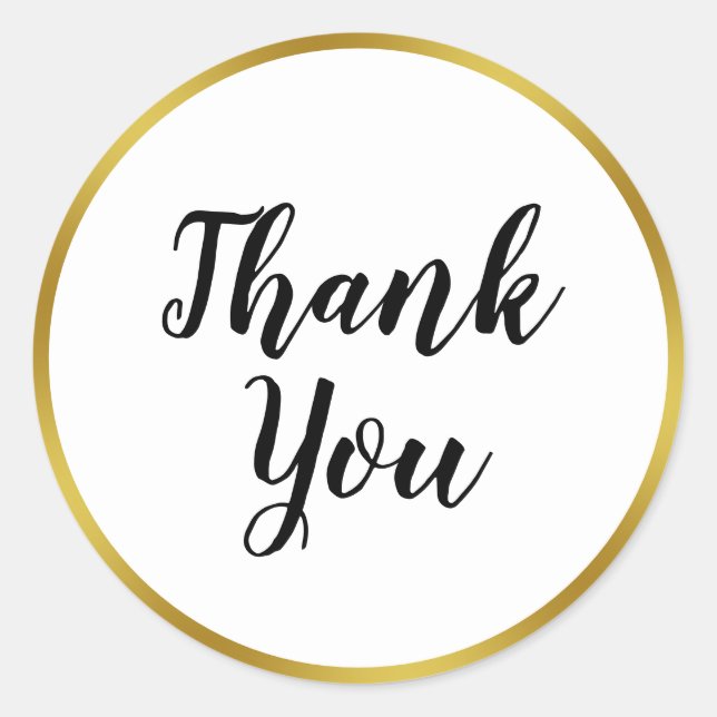 Pegatina Redonda Personalizado Elegante blanco y falso oro gracias (Anverso)