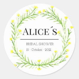 Pegatina Redonda Personalizado Elegante Ducha Bridal Floral Bohemia