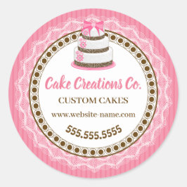 Pegatina Redonda Personalizado Elegante Empaquetado de Pasteles Clá